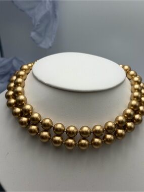 Vintage Carolee Gold-Tone Double Strand Bead Necklace